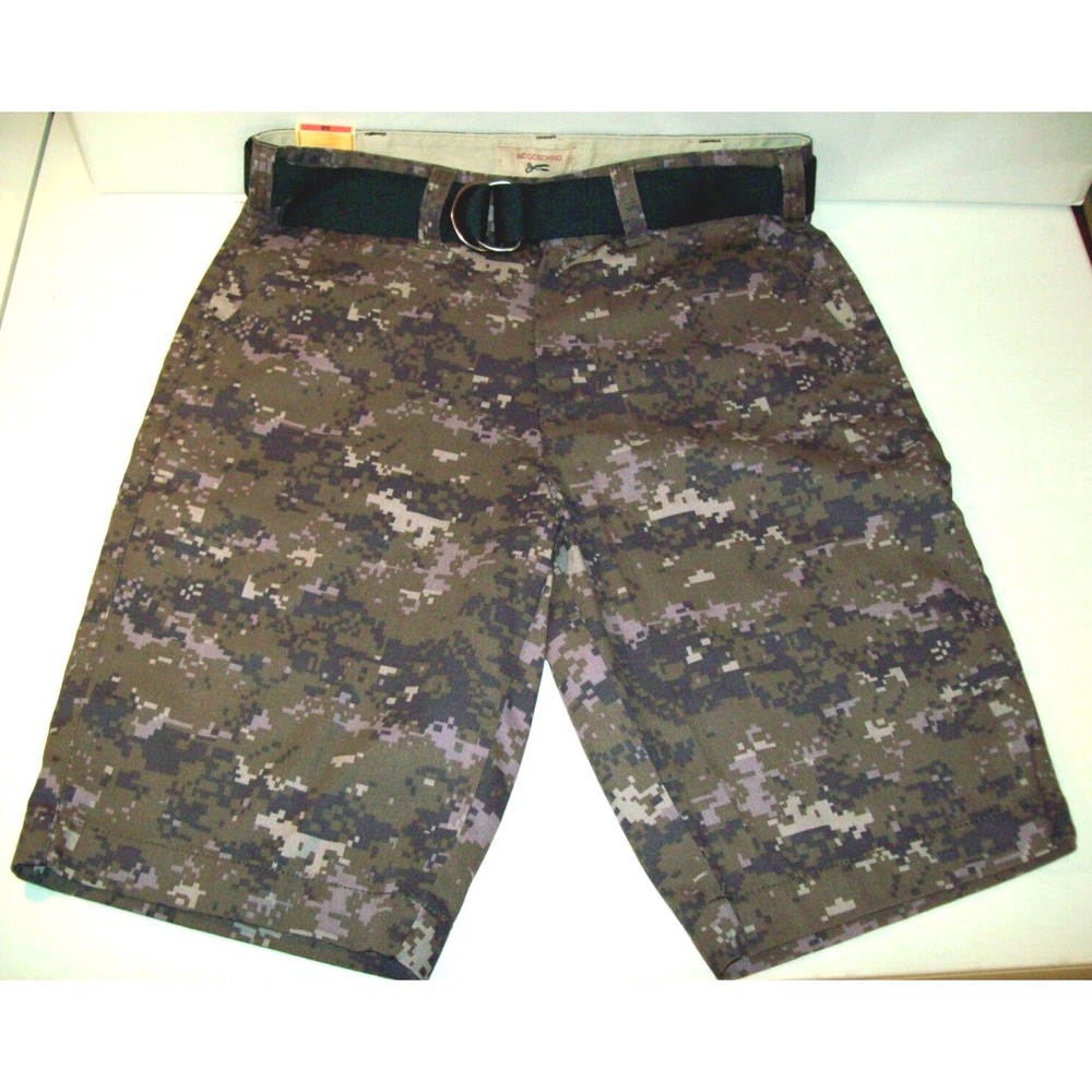 New Indigo & Chino Men's Digital Camo Shorts, Sz 30, Belted
